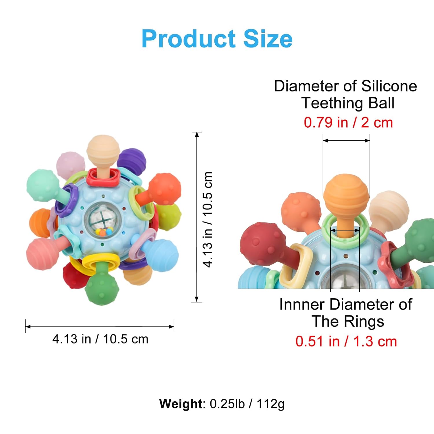 Soft pastel Montessori sensory teething toy with textured silicone surfaces for infant tactile exploration — view 3a