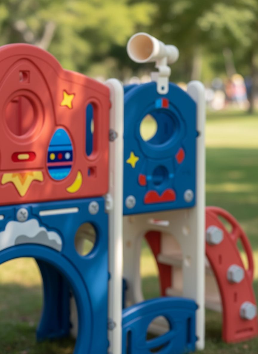Blue castle amusement playground playhouse with slide and climbing features for toddlers — view 4