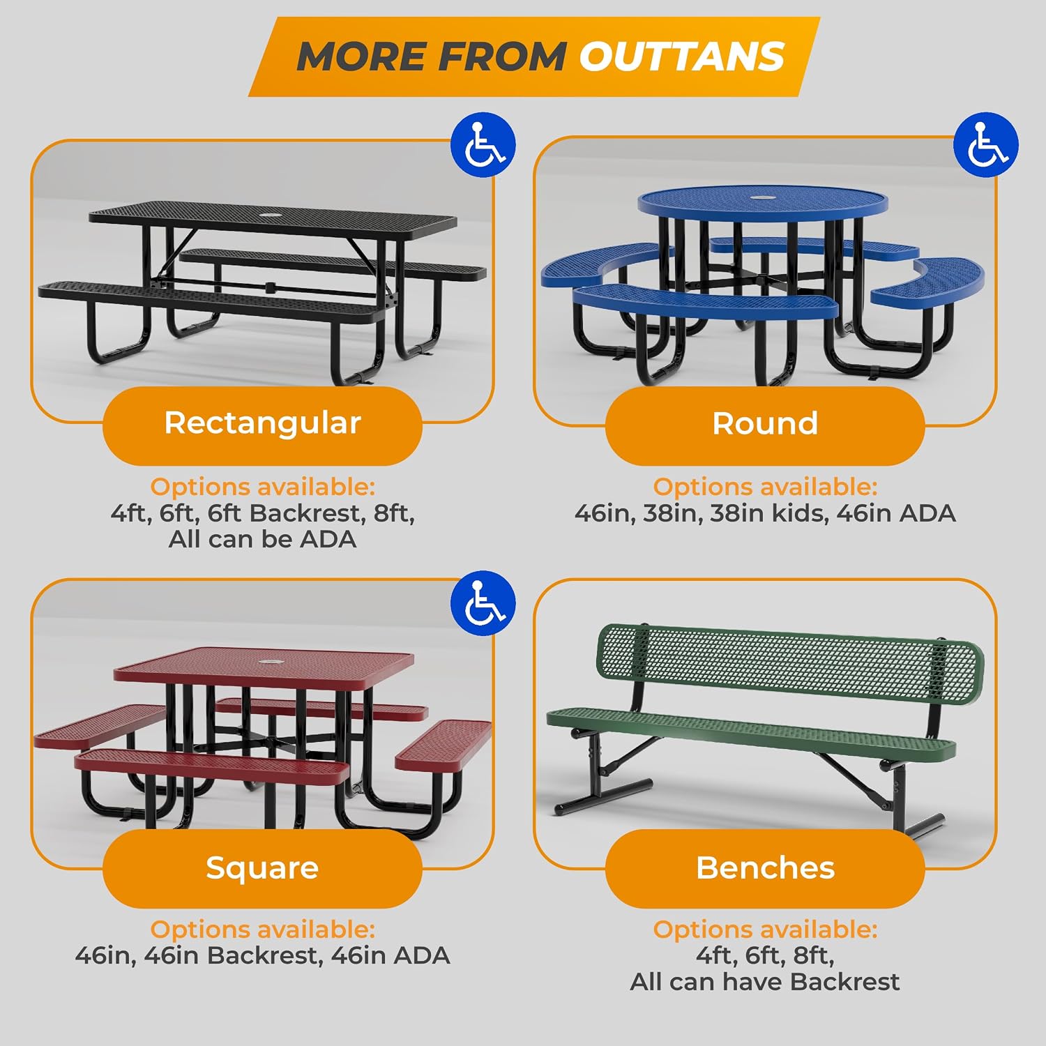 Blue round metal picnic table for kids with umbrella hole and adjustable seating — view 4