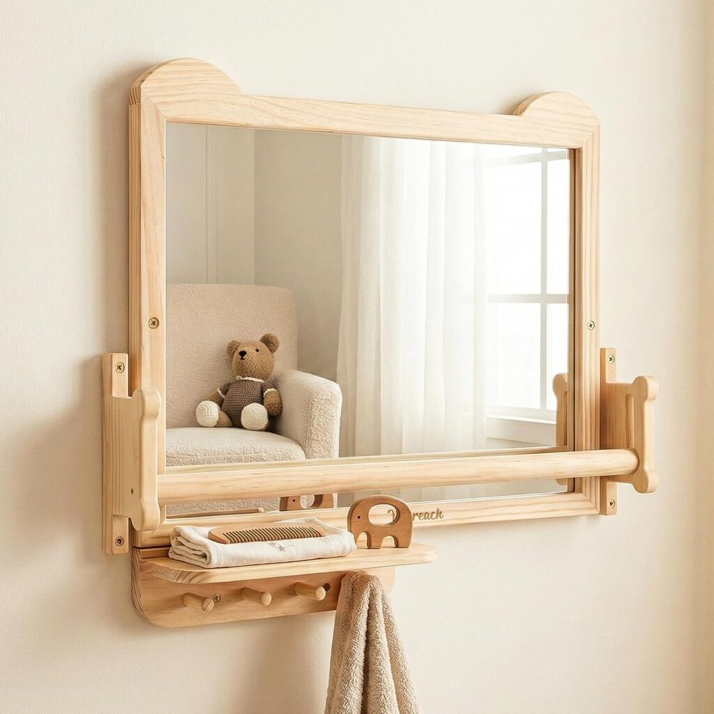 Montessori Baby Mirror with Pull-Up Bar for Tummy Time