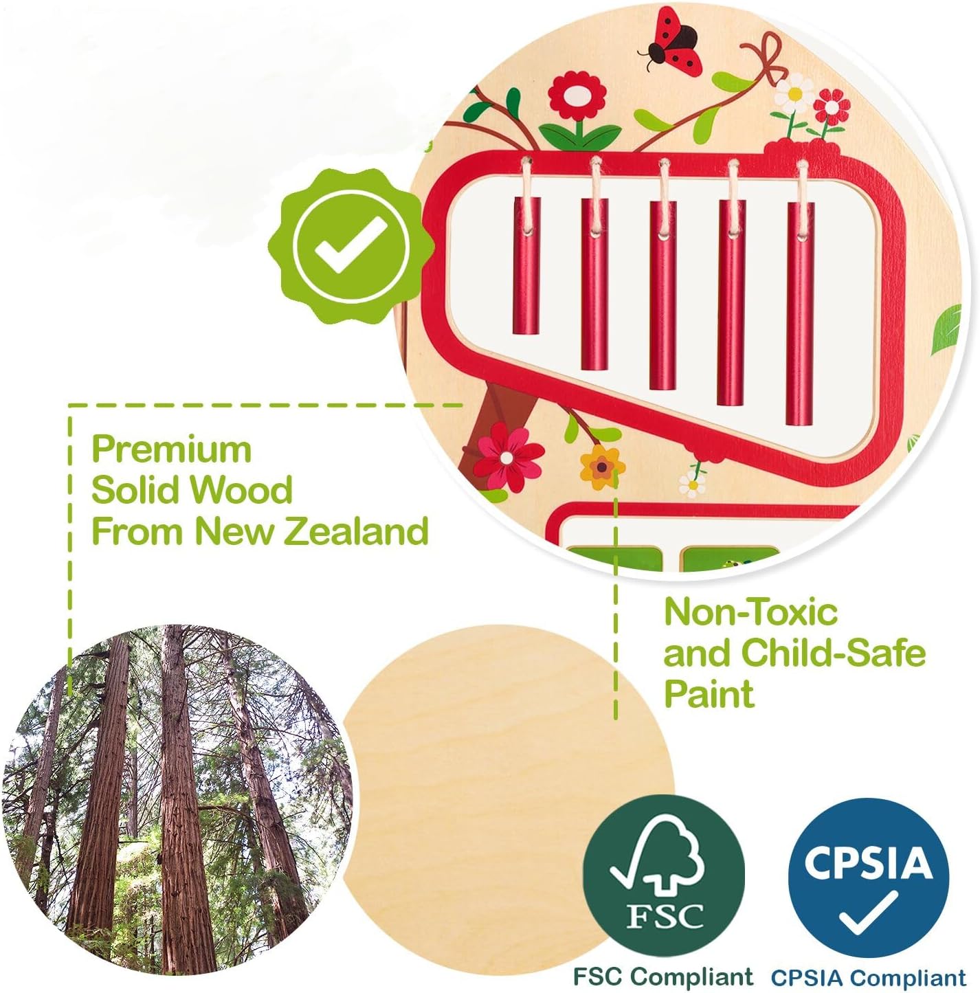 Natural wooden activity cube with colorful seasonal learning tiles and tactile sensory elements for toddler fine motor play — view 2