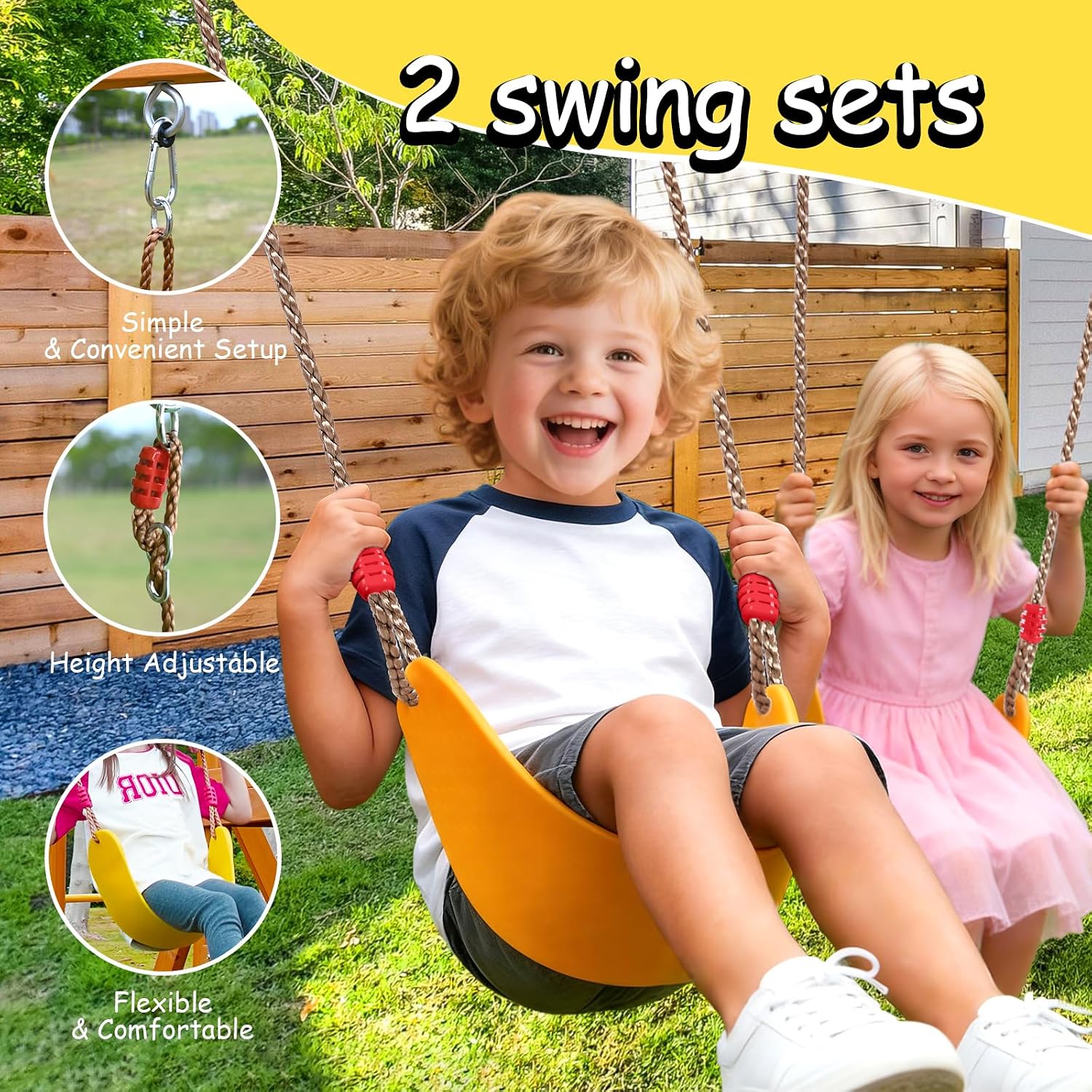 Wooden swing set with canopy featuring two belt swings, wave slide, monkey bars, climbing ladder, and rock wall for backyard play — view 4
